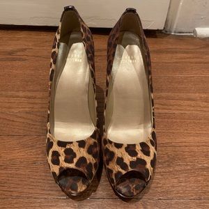 Stuart Weitzman peep toe leopard heels